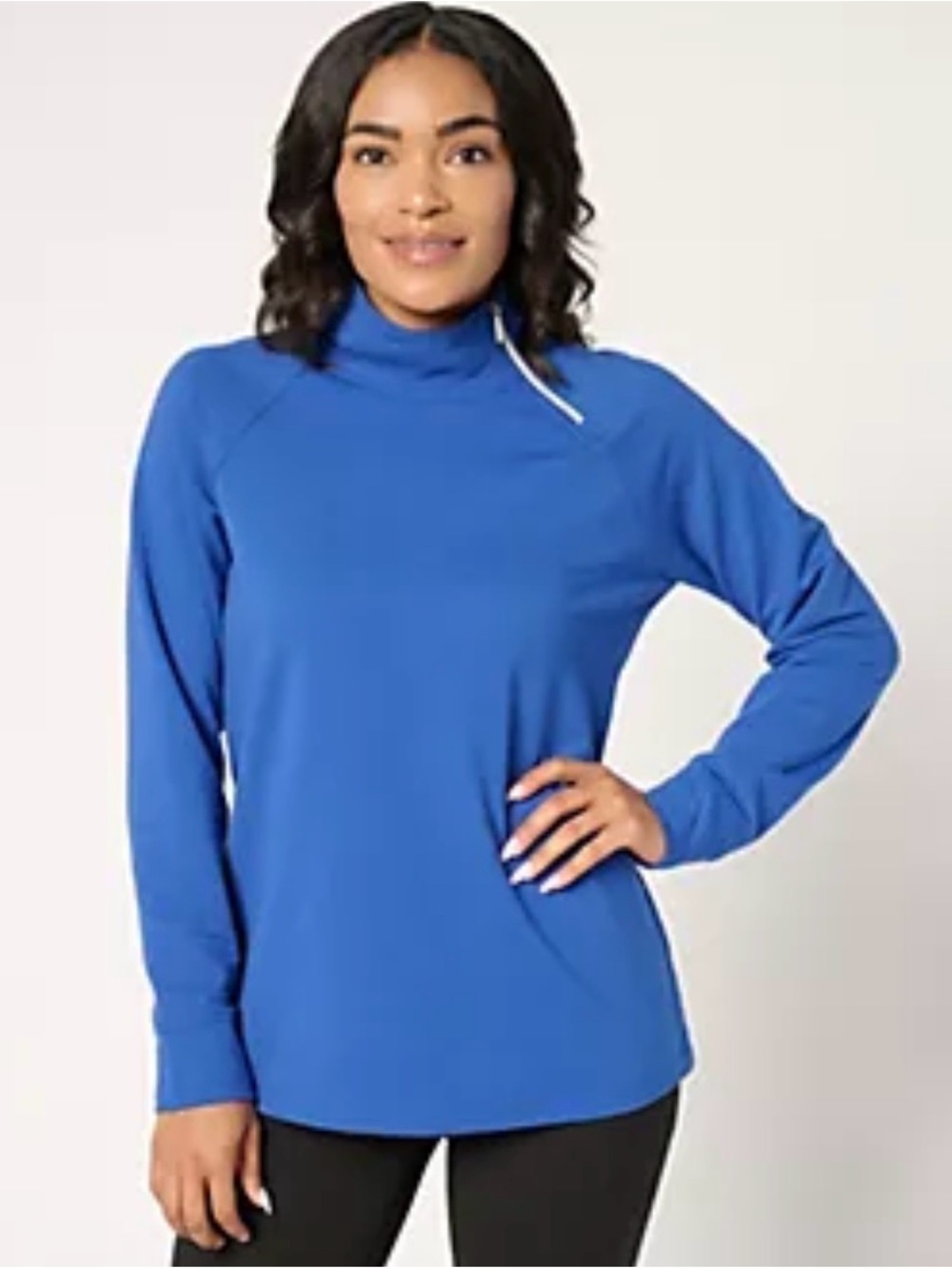 Denim and Co. Active NWOT French Terry Mock Neck Top